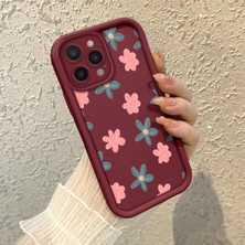 HONTINGA iPhone 14 Pro ile Uyumlu Kılıfı Düşüme Önleyici Basitlik Anti Düşme Kamera Korumali Çiçek Bordo Desen Yumuşak Silikon Telefon Kılıfı Kadın ve Erkek Için Uygundur K2-7152