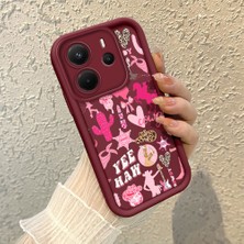 HONTINGA Xiaomi Redmi Note 14 ile Uyumlu Kılıfı Düşüme Önleyici Basitlik Anti Düşme Kamera Korumali Sanat Çizimi Bordo Desen Yumuşak Silikon Telefon Kılıfı Kadın ve Erkek Için Uygundur K2-7134