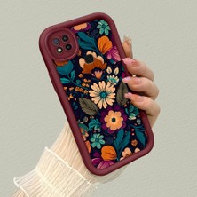 HONTINGA Xiaomi Redmi 9c ile Uyumlu Kılıfı Düşüme Önleyici Basitlik Anti Düşme Kamera Korumali Sanat Çizimi Bordo Desen Yumuşak Silikon Telefon Kılıfı Kadın ve Erkek Için Uygundur K2-7134