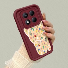 HONTINGA Xiaomi Redmi Note 14 Pro ile Uyumlu Kılıfı Düşüme Önleyici Basitlik Anti Düşme Kamera Korumali Kalem Çizimi Bordo Desen Yumuşak Silikon Telefon Kılıfı Kadın ve Erkek Için Uygundur K2-7149