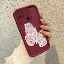 HONTINGA Xiaomi Redmi 10C ile Uyumlu Kılıfı Düşüme Önleyici Basitlik Anti Düşme Kamera Korumali Kalem Çizimi Bordo Desen Yumuşak Silikon Telefon Kılıfı Kadın ve Erkek Için Uygundur K2-7149