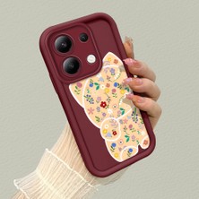 HONTINGA Xiaomi Redmi Note 13 ile Uyumlu Kılıfı Düşüme Önleyici Basitlik Anti Düşme Kamera Korumali Kalem Çizimi Bordo Desen Yumuşak Silikon Telefon Kılıfı Kadın ve Erkek Için Uygundur K2-7149