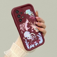 HONTINGA Samsung Galaxy A73 ile Uyumlu Kılıfı Düşüme Önleyici Basitlik Anti Düşme Kamera Korumali Manet Bordo Desen Yumuşak Silikon Telefon Kılıfı Kadın ve Erkek Için Uygundur K2-7148