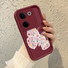 HONTINGA Tecno Camon 20 ile Uyumlu Kılıfı Düşüme Önleyici Basitlik Anti Düşme Kamera Korumali Kalem Çizimi Bordo Desen Yumuşak Silikon Telefon Kılıfı Kadın ve Erkek Için Uygundur K2-7149