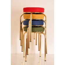 Berawond 4 Lü Renkli Tay Tüyü Altın Ahtapot Tabure Mutfak Taburesi Demir Tabure