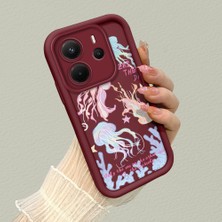 HONTINGA Xiaomi Redmi Note 14 ile Uyumlu Kılıfı Düşüme Önleyici Basitlik Anti Düşme Kamera Korumali Manet Bordo Desen Yumuşak Silikon Telefon Kılıfı Kadın ve Erkek Için Uygundur K2-7148