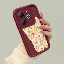 HONTINGA Infinix Smart 8 ile Uyumlu Kılıfı Düşüme Önleyici Basitlik Anti Düşme Kamera Korumali Kalem Çizimi Bordo Desen Yumuşak Silikon Telefon Kılıfı Kadın ve Erkek Için Uygundur K2-7149