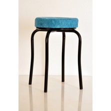 Berawond 4 Adet Mavi Silinebilir Kumaş Siyah Profil Tabure Metal Tabure Mutfak Taburesi Kalın Tabure