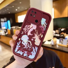 HONTINGA Xiaomi Redmi 10C ile Uyumlu Kılıfı Düşüme Önleyici Basitlik Anti Düşme Kamera Korumali Manet Bordo Desen Yumuşak Silikon Telefon Kılıfı Kadın ve Erkek Için Uygundur K2-7148