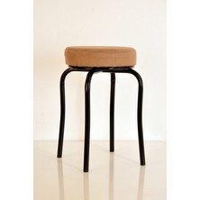 Berawond 8 Adet Kahverengi Tay Tüyü Siyah Profil Tabure Metal Tabure Mutfak Taburesi Kalın Tabure