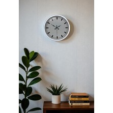 Almira Butik Zentime 40 cm Metal  Beyaz Modern Duvar Saati