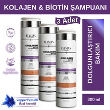 Elysian Essence Kolajen (Collagen) & Biotin & Hyaluronic Acid Şampuanı 3 Adet | Copper Peptidli Nemlendirici, Dolgunlaştırıcı, Besleyici Bakım 300 ml