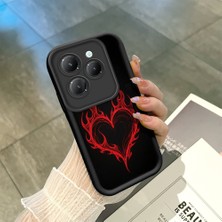 HONTINGA Infinix Hot 40 ile Uyumlu Kılıfı Düşüme Önleyici Basitlik Anti Düşme Kamera Korumali Kalp Deseni Siyah Desen Yumuşak Silikon Telefon Kılıfı Kadın ve Erkek Için Uygundur K2-0257