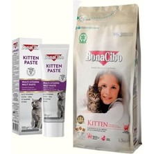 Bonacibo Yavru Kedi Başlangıç Seti: Tavuklu Kuru Mama 1.5 kg ve Kitten Paste Multivitamin Macun 100G