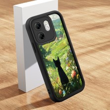 HONTINGA Infinix Smart 9 ile Uyumlu Kılıfı Düşüme Önleyici Basitlik Anti Düşme Kamera Korumali Şirin Kedi Siyah Desen Yumuşak Silikon Telefon Kılıfı Kadın ve Erkek Için Uygundur K2-0258