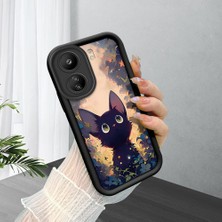 HONTINGA Xiaomi Redmi 13C ile Uyumlu Kılıfı Düşüme Önleyici Basitlik Anti Düşme Kamera Korumali Çiçeklerdeki Kedi Desen Yumuşak Silikon Telefon Kılıfı Kadın ve Erkek Için Uygundur K2-0254