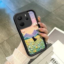 HONTINGA Xiaomi Redmi Note 14 ile Uyumlu Kılıfı Düşüme Önleyici Basitlik Anti Düşme Kamera Korumali Çiçeklerdeki Kedi Desen Yumuşak Silikon Telefon Kılıfı Kadın ve Erkek Için Uygundur K2-0254