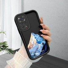 HONTINGA Xiaomi Redmi Note 11 ile Uyumlu Kılıfı Düşüme Önleyici Basitlik Anti Düşme Kamera Korumali Dağ Deseni Siyah Desen Yumuşak Silikon Telefon Kılıfı Kadın ve Erkek Için Uygundur K2-0259