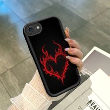HONTINGA iPhone Se 2022 ile Uyumlu Kılıfı Düşüme Önleyici Basitlik Anti Düşme Kamera Korumali Kalp Deseni Siyah Desen Yumuşak Silikon Telefon Kılıfı Kadın ve Erkek Için Uygundur K2-0257