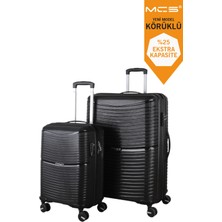 MÇS V379 Aura Y.üretim Pp Valiz 55 cm + 75 cm Siyah Set