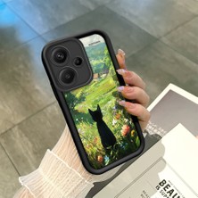 HONTINGA Xiaomi Redmi Note 13 Pro Plus ile Uyumlu Kılıfı Düşüme Önleyici Basitlik Anti Düşme Kamera Korumali Şirin Kedi Siyah Desen Yumuşak Silikon Telefon Kılıfı Kadın ve Erkek Için Uygundur K2-0258