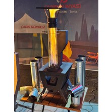 Çadır Dünyası Yeni Nesil Pelet Sobası - Cam Borulu & Katlanır Taşınabilir Model