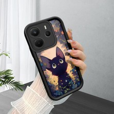 HONTINGA Xiaomi Redmi Note 14 ile Uyumlu Kılıfı Düşüme Önleyici Basitlik Anti Düşme Kamera Korumali Çiçeklerdeki Kedi Desen Yumuşak Silikon Telefon Kılıfı Kadın ve Erkek Için Uygundur K2-0254