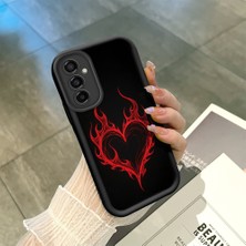 HONTINGA Samsung Galaxy M23 ile Uyumlu Kılıfı Düşüme Önleyici Basitlik Anti Düşme Kamera Korumali Kalp Deseni Siyah Desen Yumuşak Silikon Telefon Kılıfı Kadın ve Erkek Için Uygundur K2-0257