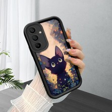 HONTINGA Samsung Galaxy A15 ile Uyumlu Kılıfı Düşüme Önleyici Basitlik Anti Düşme Kamera Korumali Çiçeklerdeki Kedi Desen Yumuşak Silikon Telefon Kılıfı Kadın ve Erkek Için Uygundur K2-0254