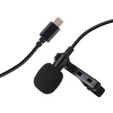 Puluz Type-C Profesyonel Telefon Youtuber Yaka Mikrofonu 1.5M-(5775)