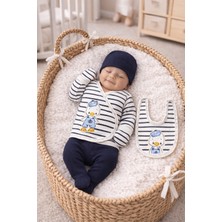 BYS Ticaret Denizci Ördek Çizgili %100 Pamuklu 5 'li Yenidoğan Erkek Bebek Hastane Çıkış Seti Kutulu