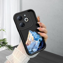 HONTINGA Infinix Smart 8 ile Uyumlu Kılıfı Düşüme Önleyici Basitlik Anti Düşme Kamera Korumali Dağ Deseni Siyah Desen Yumuşak Silikon Telefon Kılıfı Kadın ve Erkek Için Uygundur K2-0259