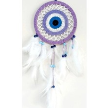 Nevamel Nazar Boncuğu Motifli Lila Rengi Dream Catcher Düş Kapanı Duvar Süsü