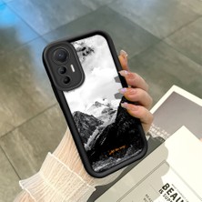 HONTINGA Xiaomi Mi 13 Lite ile Uyumlu Kılıfı Düşüme Önleyici Basitlik Anti Düşme Kamera Korumali Dağ Deseni Siyah Desen Yumuşak Silikon Telefon Kılıfı Kadın ve Erkek Için Uygundur K2-0259