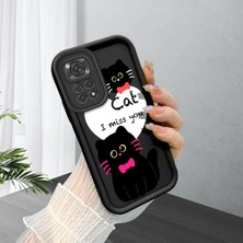 HONTINGA Xiaomi Redmi Note 11 ile Uyumlu Kılıfı Düşüme Önleyici Basitlik Anti Düşme Kamera Korumali Şirin Kedi Siyah Desen Yumuşak Silikon Telefon Kılıfı Kadın ve Erkek Için Uygundur K2-0258