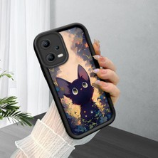 HONTINGA Xiaomi Redmi Note 12 5g ile Uyumlu Kılıfı Düşüme Önleyici Basitlik Anti Düşme Kamera Korumali Çiçeklerdeki Kedi Desen Yumuşak Silikon Telefon Kılıfı Kadın ve Erkek Için Uygundur K2-0254