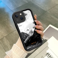 HONTINGA iPhone 14 Plus ile Uyumlu Kılıfı Düşüme Önleyici Basitlik Anti Düşme Kamera Korumali Dağ Deseni Siyah Desen Yumuşak Silikon Telefon Kılıfı Kadın ve Erkek Için Uygundur K2-0259