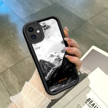 HONTINGA iPhone 12 ile Uyumlu Kılıfı Düşüme Önleyici Basitlik Anti Düşme Kamera Korumali Dağ Deseni Siyah Desen Yumuşak Silikon Telefon Kılıfı Kadın ve Erkek Için Uygundur K2-0259