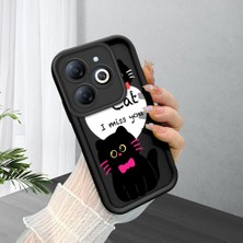 HONTINGA Infinix Smart 8 ile Uyumlu Kılıfı Düşüme Önleyici Basitlik Anti Düşme Kamera Korumali Şirin Kedi Siyah Desen Yumuşak Silikon Telefon Kılıfı Kadın ve Erkek Için Uygundur K2-0258