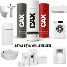 3'lü Beyaz Eşya Boyama Seti-Sararmaz Akrilik Beyaz Boya, Pas Önleyici Astar ve Koruyucu Vernik 400ML