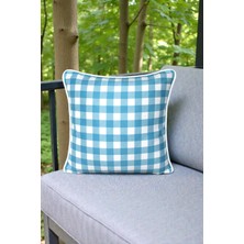 Visionario Kırlent Kılıfı Desenli 45X45 Raşel Örme Kadife Çift Taraflı Dijital Baskı Beyaz Biyeli