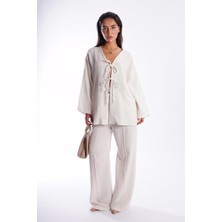 Madmext Natural Önü Bağlamalı Alt Üst Takım MG2423