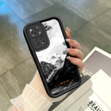 HONTINGA Xiaomi Redmi Note 11S ile Uyumlu Kılıfı Düşüme Önleyici Basitlik Anti Düşme Kamera Korumali Dağ Deseni Siyah Desen Yumuşak Silikon Telefon Kılıfı Kadın ve Erkek Için Uygundur K2-0259