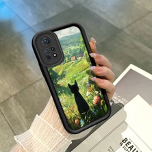 HONTINGA Xiaomi Redmi Note 11 Pro ile Uyumlu Kılıfı Düşüme Önleyici Basitlik Anti Düşme Kamera Korumali Şirin Kedi Siyah Desen Yumuşak Silikon Telefon Kılıfı Kadın ve Erkek Için Uygundur K2-0258