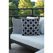 Visionario Kırlent Kılıfı 2'li Motif Desenli 45X45 Raşel Örme Kadife Çift Taraflı Dijital Baskı Beyaz Biyeli