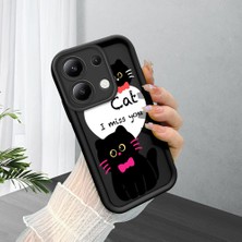 HONTINGA Xiaomi Redmi Note 13 ile Uyumlu Kılıfı Düşüme Önleyici Basitlik Anti Düşme Kamera Korumali Şirin Kedi Siyah Desen Yumuşak Silikon Telefon Kılıfı Kadın ve Erkek Için Uygundur K2-0258