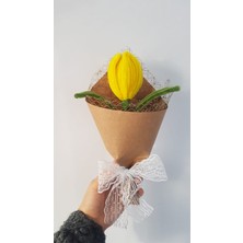 Badem Hediyecilik El Yapımı Lale Şönil Çiçek Buket – Dekoratif, Solmayan, Hediye Için Ideal