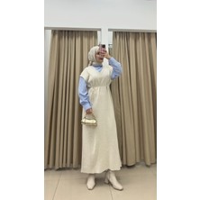 By Esma Eser Gömlek Detay Triko Elbise - Taş