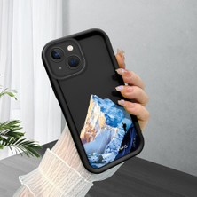 HONTINGA iPhone 14 ile Uyumlu Kılıfı Düşüme Önleyici Basitlik Anti Düşme Kamera Korumali Dağ Deseni Siyah Desen Yumuşak Silikon Telefon Kılıfı Kadın ve Erkek Için Uygundur K2-0259