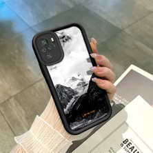 HONTINGA Xiaomi Redmi Note 10S ile Uyumlu Kılıfı Düşüme Önleyici Basitlik Anti Düşme Kamera Korumali Dağ Deseni Siyah Desen Yumuşak Silikon Telefon Kılıfı Kadın ve Erkek Için Uygundur K2-0259